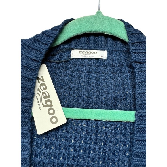 Zeagoo‎ navy blue Cardigan sweater long Size XXL NWT Pockets Knit Women's - Picture 6 of 9